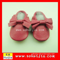The most popular in America genuine cow leather red bow soft flat baby shoes 2015